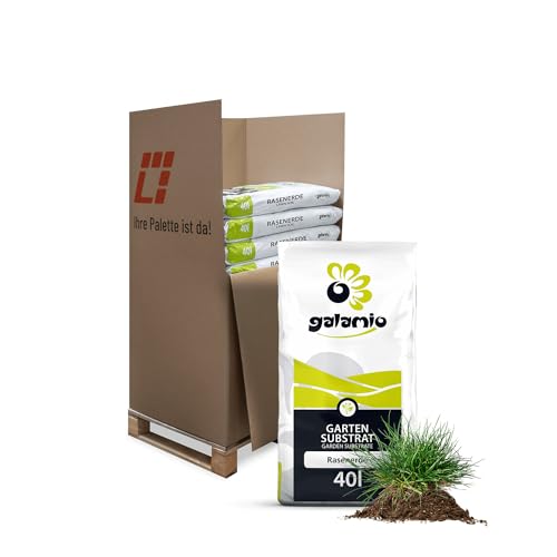 GALAMIO Rasenerde 40l x 12 Sack 480l 1 Palette Gartenerde Kultursubstrat Gärtner Qualität Erde Mit Sand & Dünger Rasensubstrat Für Rasen Neuanlage Pflege & Ausbesserung Paligo von GALAMIO