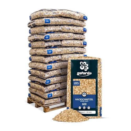Holzhackschnitzel Hackschnitzel Mulch Natur Wald Kiefer Pinus Sylvestris Garten Dekor Holz Häcksel Fein 5-30mm 60l x 39 Sack 2.340l / 1 Palette Paligo von GALAMIO