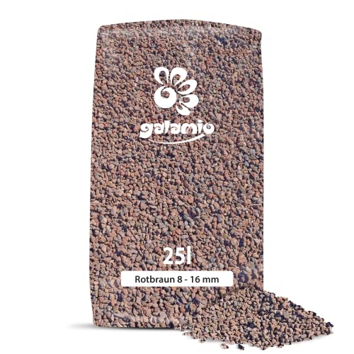 Lavamulch Rot Braun Eifel Vulkan Gestein Beet Abdeckung Garten Mulch Pflanz Granulat Substrat Dekor Mittel 8-16mm 25kg x 12 Sack 300kg Palette von GALAMIO