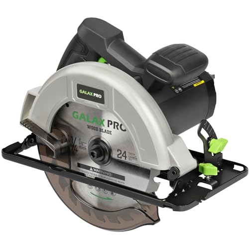 GALAX PRO 1400W Kreissäge, Maximale 6000RPM, Einstellbare Schnitttiefe und -winkel: 62 mm (90°) - 48 mm (45°), Sägeblatt-Ø: 185mm, für Holz, Weichmetall, Plastik, PVC von GALAX PRO