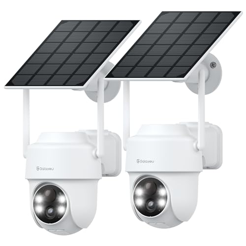 GALAYOU Überwachungskamera Aussen Solar Akku - 2K PTZ Kabellose Kamera Outdoor mit Solarpanel, PIR Bewegungsmelder, Farbige Nachtsicht, kompatibel mit Alexa, R1 Set 2 von GALAYOU