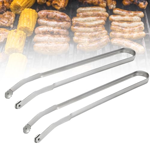 2 Stück BBQ Würstchen Wendezange, 38cm Wurst Grillzange Edelstahl für BBQ, Grillzange Drehbar mit Rädchen zum Drehen, Hot Dog Zange Mehrzweck Grillzange für Camping Küchen, BBQ Würstchen Füllzange von GALER