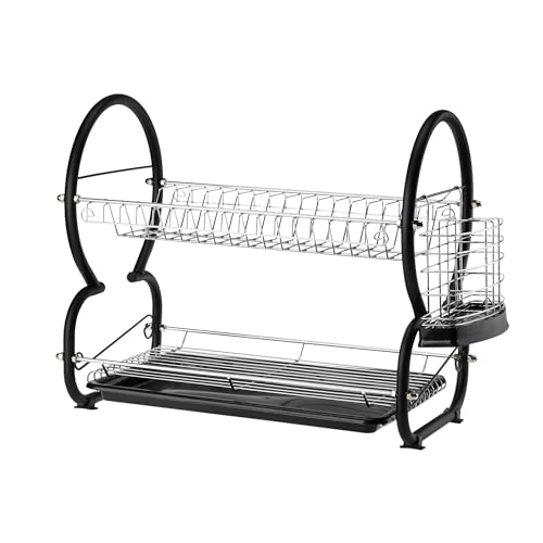 GALICJA Nelly II Abtropfgestell Geschirr – Geschirrabtropfgestell – Geschirrabtropfgestell Schwarz – Geschirrtrockner Abtropfgestell – Abtropfgestell Geschirr Schwarz – Dish Drying Rack Kitchen von GALICJA