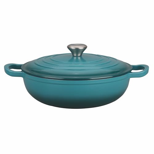 Galileo Kochtopf mit Deckel, 30,5 cm, Gusseisen, emailliert, Induktion, Petrol, Les Cocottes SìChef von GALILEO