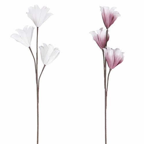 Set mit 12 künstlichen Magnolien aus Kunststoff (PE) H. 104 cm, Sibilla von GALILEO