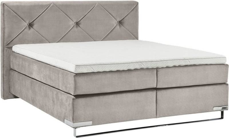Musterring Boxspringbett Dubai, Kufe in Chrom, 3 Härtegrade, Kopfteil mit Knopfheftung von Musterring