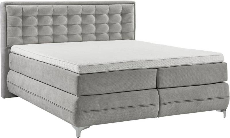 Musterring Boxspringbett Dubai, Winkelfuß in Chrom, 3 Härtegrade, Kopfteil in Kassettensteppung von Musterring