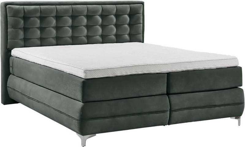 Musterring Boxspringbett Dubai, Winkelfuß in Chrom, 3 Härtegrade, Kopfteil in Kassettensteppung von Musterring