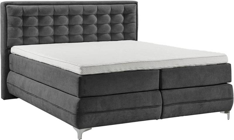 Musterring Boxspringbett Dubai, Winkelfuß in Chrom, 3 Härtegrade, Kopfteil in Kassettensteppung von Musterring