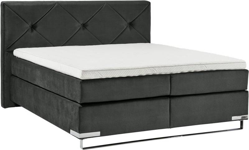 Musterring Boxspringbett Dubai, Kufe in Chrom, 3 Härtegrade, Kopfteil mit Knopfheftung von Musterring