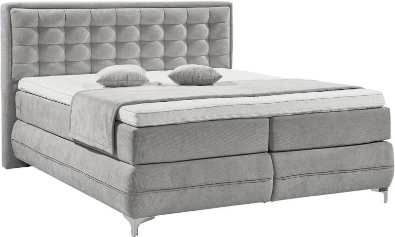Musterring Boxspringbett Dubai, Winkelfuß in Chrom, 3 Härtegrade, Kopfteil in Kassettensteppung von Musterring