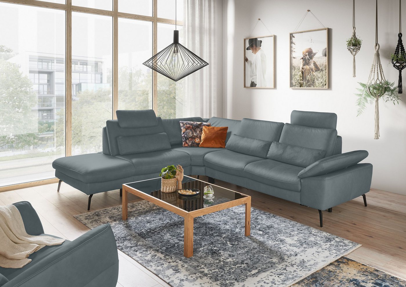 GALLERY M branded by Musterring Ecksofa Diana, 1 Teile, Nappa-Leder, Metallfuß schwarz, 3 verschiedene Sitzkomforts von GALLERY M branded by Musterring