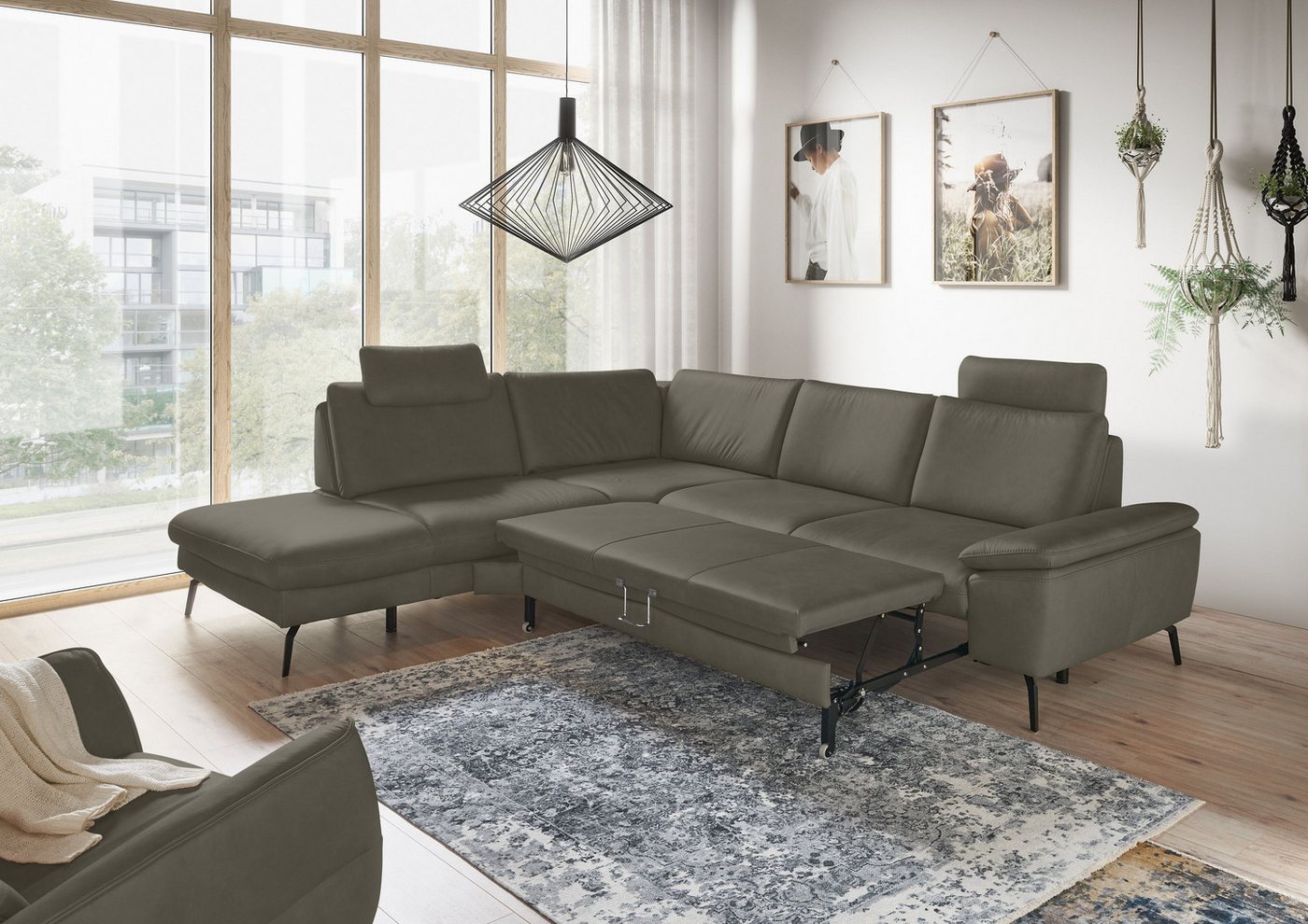 GALLERY M branded by Musterring Ecksofa Diana, 1 Teile, Nappa-Leder, Metallfuß schwarz, 3 verschiedene Sitzkomforts von GALLERY M branded by Musterring