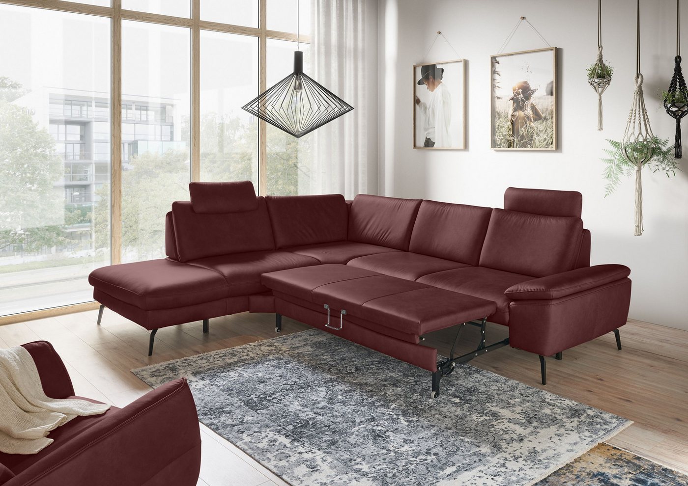 GALLERY M branded by Musterring Ecksofa Diana, 1 Teile, Nappa-Leder, Metallfuß schwarz, 3 verschiedene Sitzkomforts von GALLERY M branded by Musterring