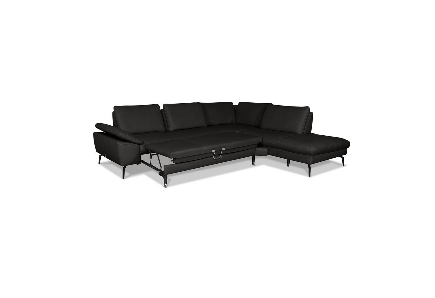 GALLERY M branded by Musterring Ecksofa Diana, 1 Teile, Nappa-Leder, Metallfuß schwarz, 3 verschiedene Sitzkomforts von GALLERY M branded by Musterring