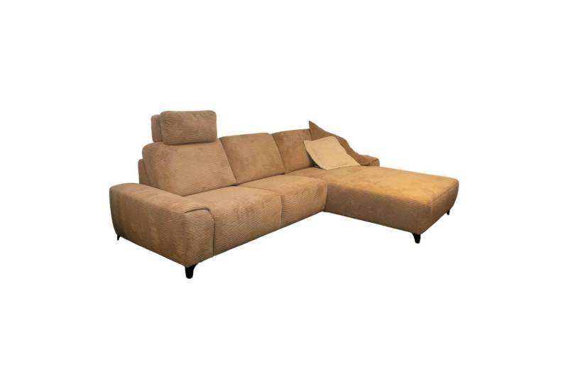 GALLERY M branded by Musterring Ecksofa Polstergarnitur Leon Bezug Cord Taupe Metallfuß 1015 Schwarz Matt von GALLERY M branded by Musterring