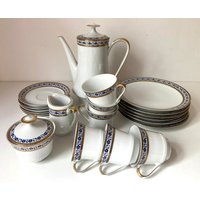 Vintage Teeservice/Kaffeeservice Mitterteich Porzellan Für 6 Personen - 60Er Jahre Kobaltblau Mit Goldrand Vintage Teeservice/Kaffeeservice Mitterteich Porzellan Für 6 Personen - 60Er Jahre Kobaltblau Mit Goldrand von GALLOLINEHOMEDESIGN