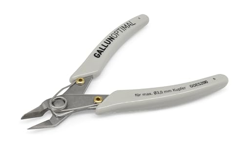 Elektronik Seitenschneider - Mini-Seitenschneider mit extra schlanken Kopf 21° - abgewinkelte Schneide ohne Wate - inkl. Öffnungs- und Drahthaltefeder 130mm GALLUNoptimal von GALLUNOPTIMAL