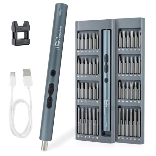 GALLUNOPTIMAL Mini Elektro Präzisionsschraubendreher-SET 51-teilig, 2 Gänge, 3x LED's integriert, 48x S2 Stahlbits, Magnetisierer, Reparatur-Werkzeugset für Uhren, Computer, Handys uvm. GOESDS51in1 von GALLUNOPTIMAL