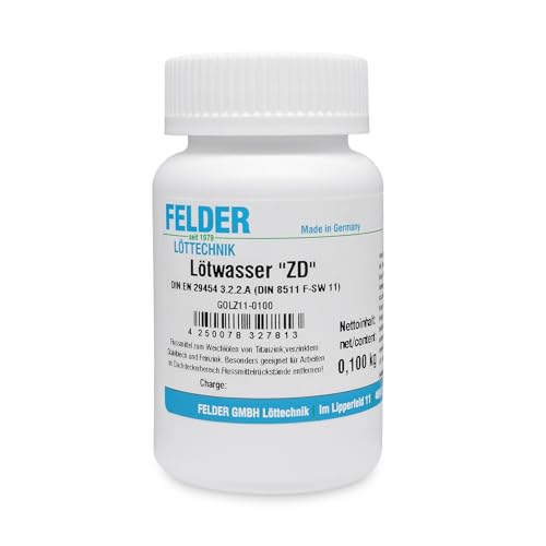 GALLUNOPTIMAL by FELDER GOLZ11-0100 Lötwasser ZD Flussmittel – 100 g Pinsel Flasche – für Titanzink, verz. Stahlblech & Feinzink – DIN EN ISO 9454.1 (F SW11), mittelmäßig aktiviert von GALLUNOPTIMAL