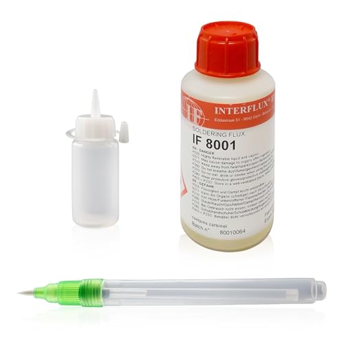 GALLUNoptimal Flussmittelstift 10 ml unbefüllt mit Nylonpinsel inkl. Nachfüllflasche und 100 ml Interflux IF8001 Flussmittel von GALLUNOPTIMAL