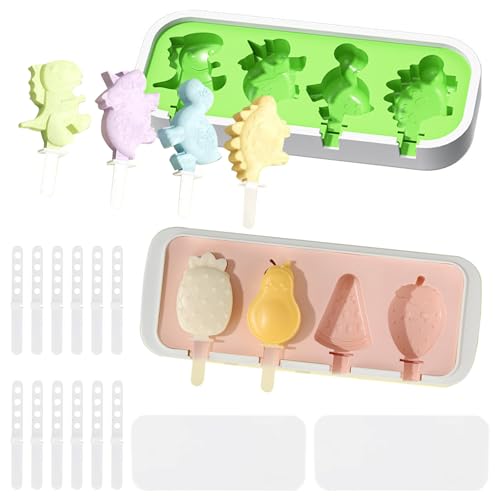 Eisformen Silikon 2 Stück mit Deckel – Eis am Stiel Formen für Kinder & Erwachsene, BPA-frei, Wiederverwendbar, Kreative Dinosaurier & Obst Design, Inklusive Stiele, Perfekt für DIY Eiscreme Eisformen Silikon 2 Stück mit Deckel – Eis am Stiel Formen für Kinder & Erwachsene, BPA-frei, Wiederverwendbar, Kreative Dinosaurier & Obst Design, Inklusive Stiele, Perfekt für DIY Eiscreme von GALOZZOIT