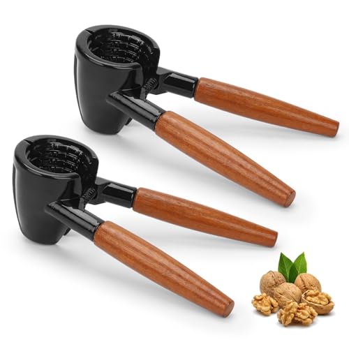 GALOZZOIT Nutcracker(2 Stück), Nussknacker Walnüsse Multifunktionaler Nussknacker Haselnussschalenöffner Kastanie Kastanienöffner Walnussknacker mit Holzgriff von GALOZZOIT