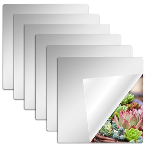 GALOZZOIT Selbstklebende Fliesenspiegel Spiegel zum Kleben, Acrylspiegel HD Spiegel Flexible Spiegelfolien Spiegelaufkleber für Wand Schule Zuhause Wohnzimmer Badezimmer Schlafzimmer (6, 20 * 20cm) von GALOZZOIT