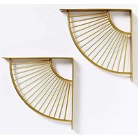 Galozzoit - Set mit 2 schwebenden fächerförmigen dreieckigen Regalhalterungen aus Metall in Gold, Wandhalterungen, Regalhalterung, robustes Eckregal, von GALOZZOIT