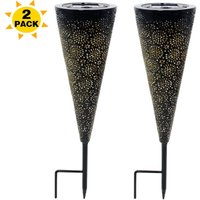 Galozzoit - Solar-Rasenlampe, Stehlampe, Hohlschmiedeeisen-Metall-Innenhof-Dekorationsprojektionslampe - 2er-Set - RWSolar-Lampe von GALOZZOIT