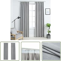 The Living Store Verdunkelungsvorhänge mit Haken 2 Stk. Grau 140x225 cm - Elegante Vorhänge - Graue Vorhänge - Wohnraumdekoration - Gardinen Für Das von GALOZZOIT