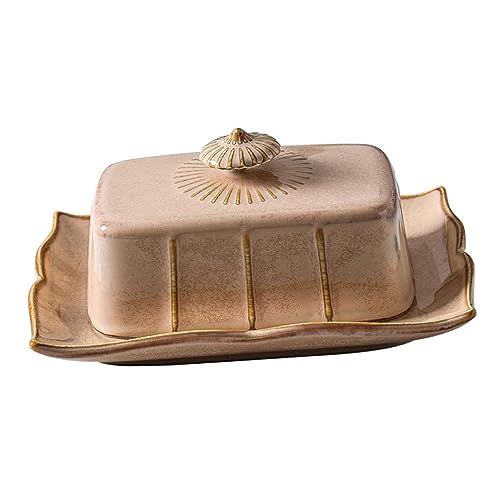 GALPADA 1 Satz Rechteckige Butterplatte mit Deckel Keramik Butterdose für Zuhause zum Servieren von Desserts Aufbewahrung von Butter Spülmaschinenfest von GALPADA