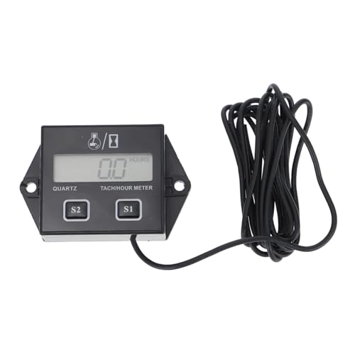 GALPADA 1 Stück Digitale Tachometeranzeige für Benzinmotoren LCD Engine Timer mit Induktivdesign Geeignet für Takt Motorräder Rasenmäher und Kettensägen mit Reset Funktion und von GALPADA
