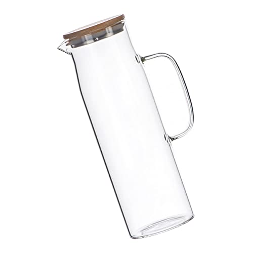 GALPADA 1 Stück Hochborosilikat Wasserkrug mit Bambusdeckel für Fruchtsäfte Eistee und Selbstgemachte Getränke Auslaufsicher und Temperaturbeständig von GALPADA