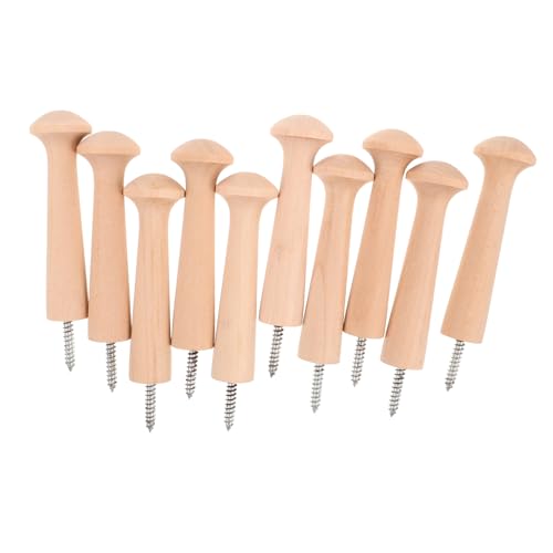 GALPADA 10 Stück Natürliche Holz Wandhaken Schraubmontage Shaker Design Vielseitige Garderobenhaken für Schlüssel Taschen Mäntel Handtücher Rustikale Unbehandelte Holzhaken für Flur Bad von GALPADA