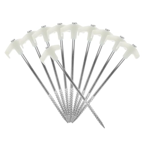GALPADA 10 Stück Teiliges Edelstahl Zeltheringe Schraubheringe Spiralförmig Sturmsicher Leicht und Tragbar für Camping Outdoor Zeltnägel mit Leuchteffekt Robust Langlebig von GALPADA
