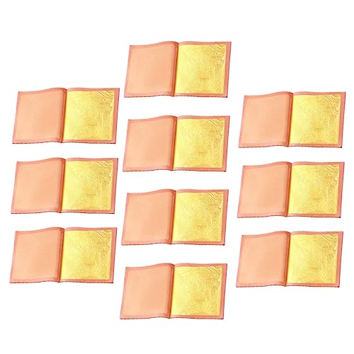 GALPADA 10 Stück Teiliges Reines Essbares Blattgold Goldgehalt Folienpapier für Dekoration Malerei Kunsthandwerk Vielseitig Einsetzbar Holz Keramik Glas Metall Stoff Kunststoff von GALPADA