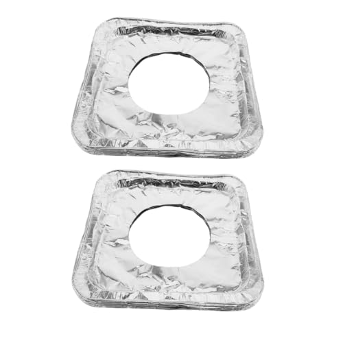 GALPADA 100 Stück Aluminiumfolie Herdschutz Einweg Herdabdeckungen Quadratisch Robust Ölbeständig Verstellbar für Gasherde Einfacher Reinigungsschutz von GALPADA