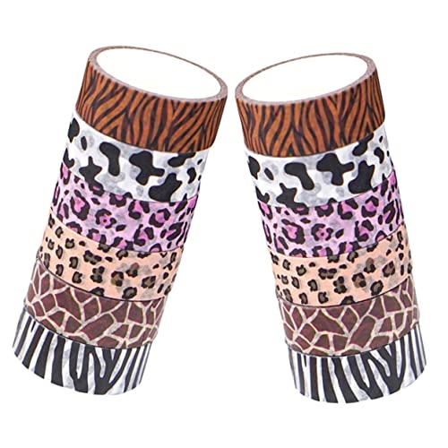 GALPADA 12 Rollen Washi Tape mit Tiermuster Dekoratives Klebeband für Scrapbooking und DIY Vielseitige Klebestreifen mit Leoparden Tiger Giraffen Kuhdesigns für Geschenkverpackung und von GALPADA