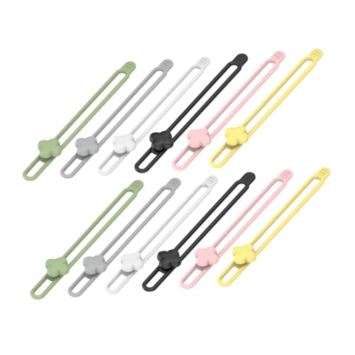 GALPADA 12 Stück Teiliges Silikon Kabelbinder Selbstklebend Wiederverwendbar Kabelorganizer für Kabelmanagement und Netzkabel Stark Elastisch für Schreibtisch und Kabelhalterung in Farben von GALPADA