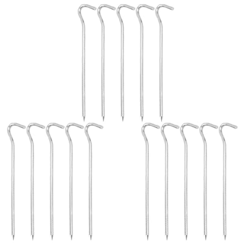 GALPADA 15 Stück Teiliges Aluminiumlegierung Zeltheringe Rostfrei Wetterbeständig mit Haken für Abspannseile Vielseitig Einsetzbar für Camping Outdoor Zelte Pavillons Garten und Strand von GALPADA