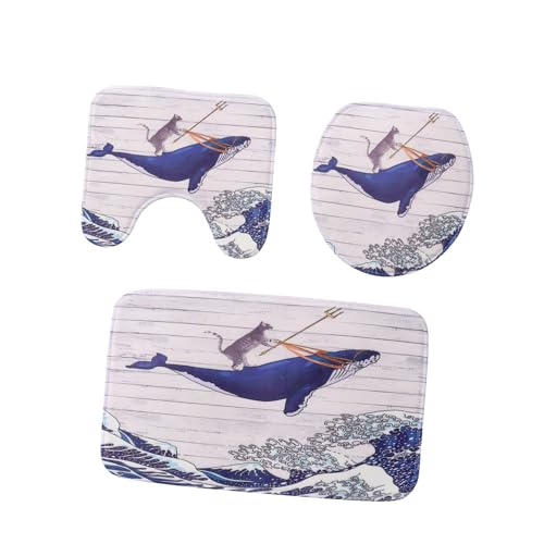 GALPADA 1Satz Japanisches Badezimmermatte Teiliges mit Toilettensitzabdeckung und Rutschfestem Design für Badezimmer und Langlebig von GALPADA