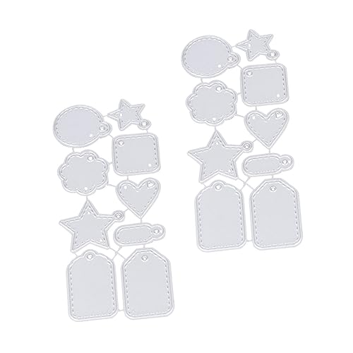 GALPADA 2 STÜCK Teiliges Metall Stanzschablonen Label Border Cutting Langlebigem Kohlenstoffstahl Wiederverwendbar für DIY Kleine Etikettenanhänger Sicher und Präzise Silberfarben von GALPADA