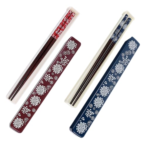 GALPADA 2 Sätze Faltbare Essstäbchen aus Naturholz mit Rutschfester Oberfläche und Tragbarer Aufbewahrungsbox Japanischer Stil Leicht Robust für Sushi Hot Pot Asiatische Mahlzeiten zu von GALPADA