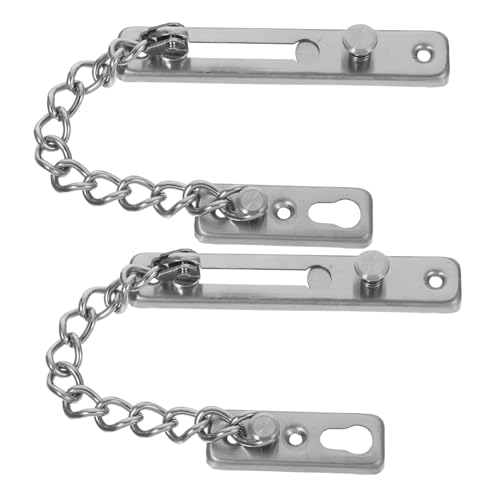 GALPADA 2 Sätze Sicherheitstürkette Kettenschloss für Haustür Hoteltürverriegelung Anti-Diebstahl-Türkette Anti-Diebstahl-Kettentürkette Türkettenverschluss Rostfreier Stahl Silber von GALPADA