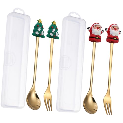 GALPADA 2 Sätze Weihnachtliches Dessertbesteck aus mit Glatter Oberfläche und Poliertem Design Kompakter Aufbewahrungsbox Langlebig Sicher und Leicht zu Reinigen für Festliche Partys von GALPADA
