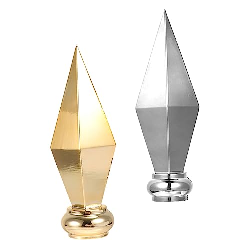 GALPADA 2 Stück Aluminium Fahnenmast Aufsatz Flaggenmast Kopf Dekorativ für Besprechungsräume und Hotels Langlebig Leicht Einfach zu Montieren Gold und Silber von GALPADA