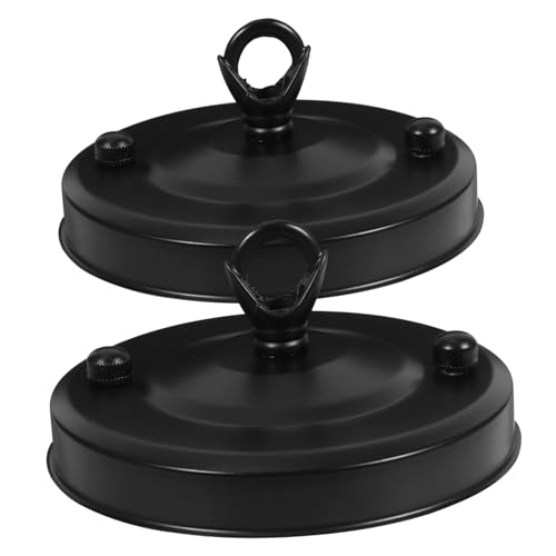 GALPADA 2 Stück Deckenbaldachin Schwarz Retro Stil Hohe Härte Pendelleuchten Zubehör Passend für Bar Restaurant Deckenleuchten Ersatzplatte Stabil Robust von GALPADA