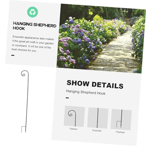 GALPADA 2 Stück Gartenschäferhaken aus Rostfreiem Eisen Wetterfester Laternenhalter und Bodenstab Schwarzer Gartenhaken für Laternen Vogelhäuser Solarleuchten Robust und Installieren von GALPADA