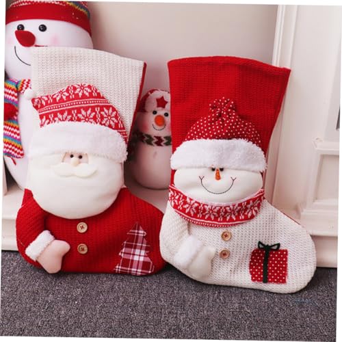 GALPADA 2 Stück Große Weihnachtsstrumpf Geschenkbeutel Rot Weiß Gestrickt Weihnachtssocken Aufhängen Deko für Weihnachtsbaum Kamin und Fenster Multifunktionale Weihnachtsdekoration für von GALPADA